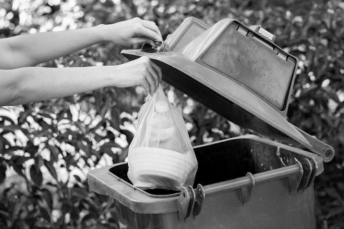 Household clutter and unwanted items prepared for collection during home clearance