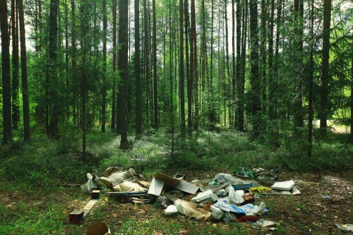 Commercial waste removal service clearing office and retail refuse